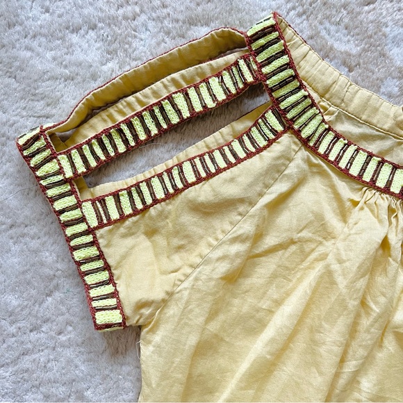 Pia Pauro Neon Beaded Embroidered Tunic Short Sleeve Top in Yellow Size Xs - Picture 7 of 8